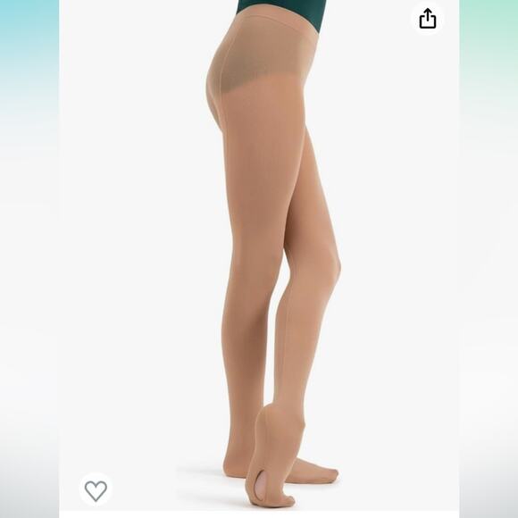 Capezio Girls 8-12 yrs LSN Ultra Soft Transition Tights Tights Dance Convertible - Picture 2 of 5